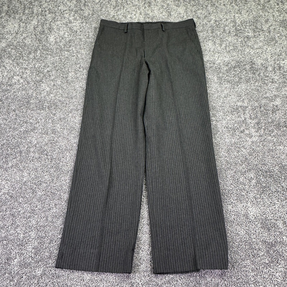 Merona Dress Pants Mens 36x32 Gray Pinstripe Straight Business Office Formal